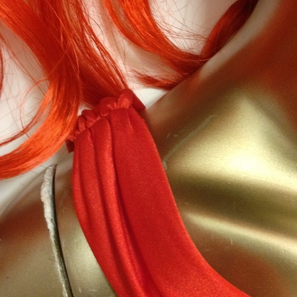 Masquerade red dress with diamond pendent in the front zips down in the back - Picture 8 of 16